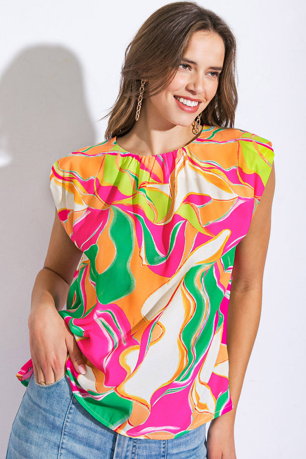 send-a-postcard-woven-top Flying Tomato-Sophia's StyleTOPS-1